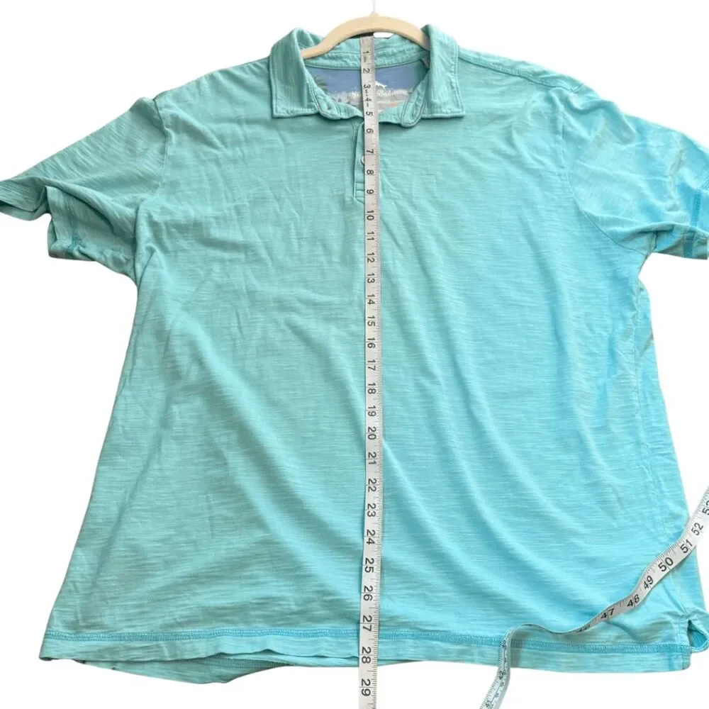 Tommy Bahama Mens Pima Cotton Short Sleeve Deco Tempo Golf Polo Shirt Blue Large